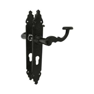 Image de Amig Lot de 2 Poignées pour Portes Intérieures Mod.100PB90 Entrée Clé à 70 mm Dimensions 280 x 45 3,5 Carré 8 Utilisation Avec Serrures À Mortaiser Type Forgé Zamak Noir
