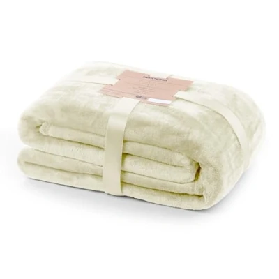 Image de DecoKing Couverture 70 x 150 cm Plaid Microfibre Polaire Doux Câlin Ecru Mic