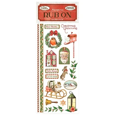 Image de Stamperia International Rub on Noël Classique, Multicolore, 10,16 x 21,6