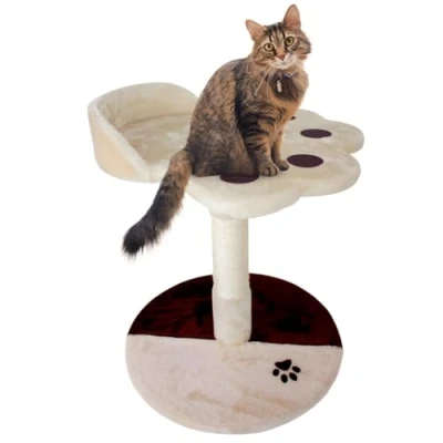 Image de Mobiclinic® Pets, Griffoir pour Chat, Oliver, 47x40x47 cm, Arbre à griffer, Jouet Base Souple et rembourrée, Supporte jusqu&#039;à 10 kg, Corde en sisal Les Petits, Peluche, Beige