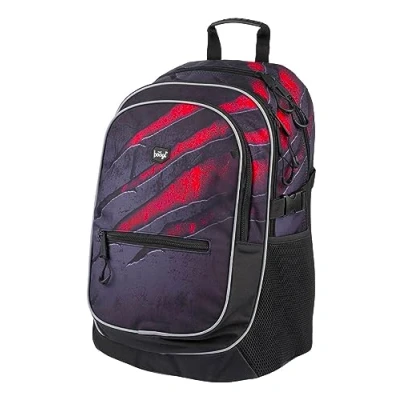 Image de Baagl Sac à dos scolaire pour garçons Sacs d&#039;école enfants avec ergonomique, sangle de poitrine et éléments réfléchissants (Volcano)