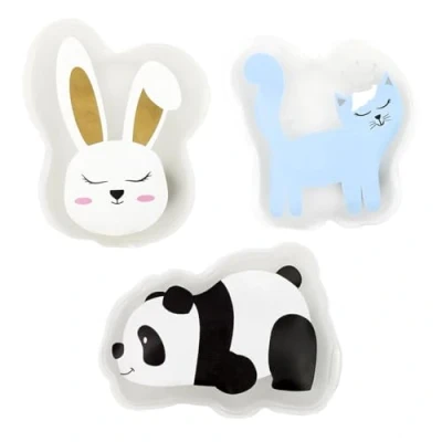 Image de Lot de 3 Chaufferettes Bouillottes Main Poche Modèle Animaux Panda, Chat et Lapin Réutilisables, Pratiques Durables
