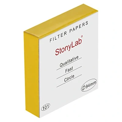Image de stonylab Papier Filtre Qualitatif, Cercles de en Cellulose à Vitesse Rapide 94 mm Diamètre, Rétention Particules 25 Microns, 100 Paquets
