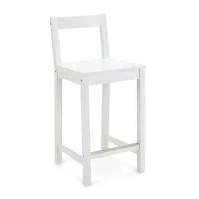 Image de Amazon Basics Tabouret de bar en bois avec dossier, blanc, 1 pièce