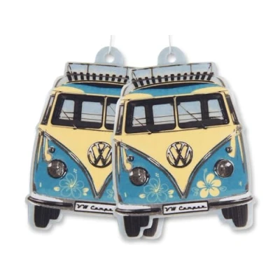 Image de BRISA VW Collection Distributeur de parfum rafraîchissant pour voiture Volkswagen Combi T1 Bus Vendu à l&#039;unité (Face du bus/Pina Colada/Turquoise/Ensemble 2)