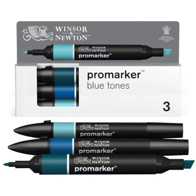 Image de Winsor &amp; Newton Promarker Set de 3 Tons Bleu