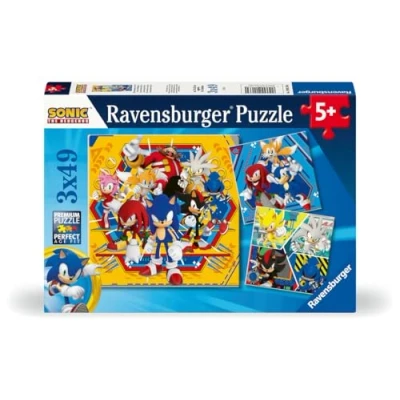 Image de Ravensburger Puzzle Enfant Lot de 3 puzzles 49 pièces Les aventures Sonic Fille ou garçon dès 5 ans qualité supérieure posters inclus Aventure 12001133