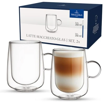 Image de Villeroy &amp; Boch Artesano Hot&amp;Cold Beverages verre à latte macchiato, verres double paroi pour boissons froides et chaudes, borosilicate, résistant au lave vaisselle four micro ondes