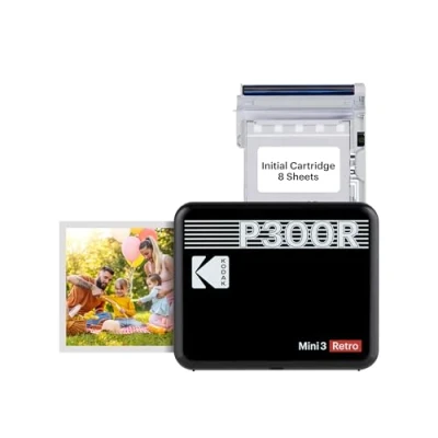 Image de KODAK Mini 3 Retro 4PASS Imprimante Photo Portable (7,6x7,6cm) Noir, *