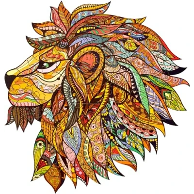 Image de Fancy Puzzle en Bois Lion 100 pièces, Animaux pour Adultes, Enfants et Adolescents, Cadeau Créatif, Wooden Forme