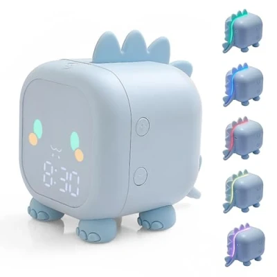 Image de yotutun Réveil Enfant, Multifonctionnelle numérique Commande Tactile Snooze Réglable Veilleuse Compte à rebours Répétition Vocale Horloge, Cadeau pour Enfants (Bleu)