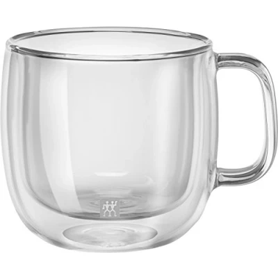 Image de ZWILLING 39500 113 x gobelets isothermes, 450 ml, noir, verre, 200 incolore