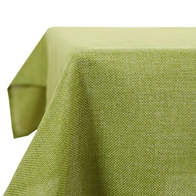 Image de Deconovo Nappe de Table 132x229 cm Résistente à l&#039;eau Effet Lin Lavable en Machine Idéale pour la Cuisine Salle Manger Salon Basse et Jardin, Vert