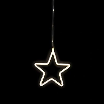 Image de Idena 30199 Étoile lumineuse LED de décoration en blanc chaud, fonction minuterie 6 heures, fonctionne sur piles, utilisation intérieure et extérieure, comme tableau fenêtre lumière d&#039;ambiance