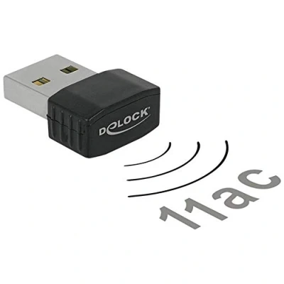 Image de DeLOCK 12502 carte réseau WLAN 867 Mbit/s Cartes (Sans fil, USB, WLAN, Wi Fi 5 (802.11ac), Mbit/s, Noir)
