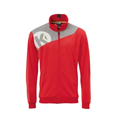 Image de KEMPA CORE 2.0 POLY JACKET Veste Handball Poches latérales zippées Rouge/Gris Foncé Chiné FR : 4XL (Taille Fabricant 4XL)