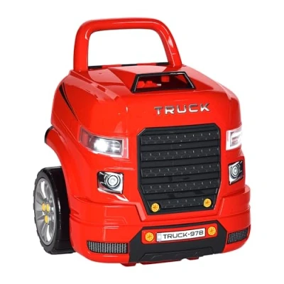 Image de HOMCOM Camion mécano 2 en 1 Jouet Bricolage Enfant Établi Jeu d&#039;imitation mécanicien Nombreux Accessoires Total de 61 pièces Effets sonores et Lumineux PP ABS Rouge