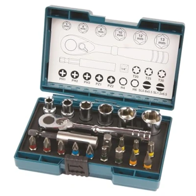 Image de Coffret de fixation avec clé à cliquet et 20 autres accessoires MAKITA B 54081
