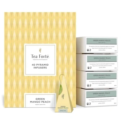 Image de Tea Forte Green Mango Peach Lot de 40 pyramides d&#039;infusion Thé vert bio