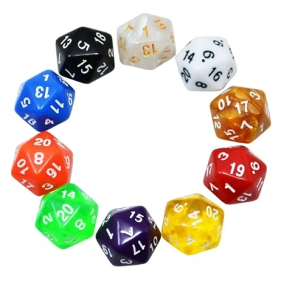Image de SmartDealsPro 10 Pack of Random Color D20 Polyhedral Dice DND RPG MTG Table Games