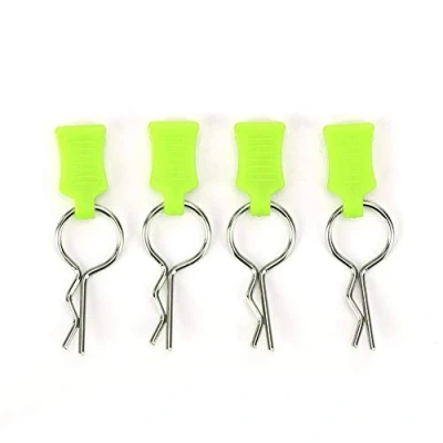 Image de Broche à clip pour coque de carrosserie, alliage d&#039;aluminium et acier échelle 1/5 1/8 RC voiture + kit fixation pièces télécommandées (jaune vert)