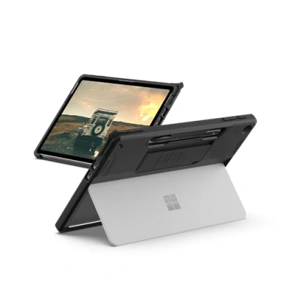 Image de URBAN ARMOR GEAR Scout pour Microsoft Surface Pro 12 Handstrap Case (2025 1ère édition, &quot;Designed for Surface&quot; certifiée, Dragonne, Type Cover / Slim Pen compatible) noir