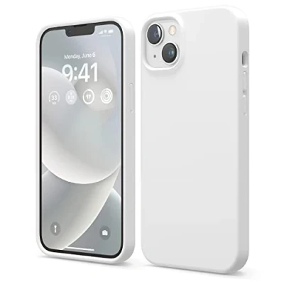 Image de elago Coque Silicone Liquide Compatible avec iPhone 14 Plus Étui (6.7), Premium, Housse Protection Complète Case Antichoc à 4 Structure, Microfibre Douce Empêche Rayures (Blanc)