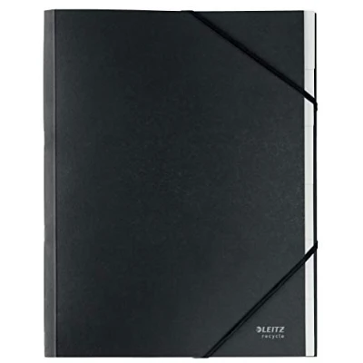 Image de Leitz A4 Trieur en Carton, Index Intégré avec 6 Compartiments, Fermeture à Bande Élastique, 100% Recyclable, Écologique, Recycle, Noir, 39140095