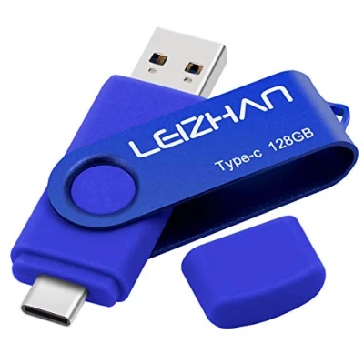 Image de LEIZHAN Clé USB 3.0 128 Go Flash Drive Type C OTG Pendrive pour Huawei Samsung Smartphone Android de Bleu