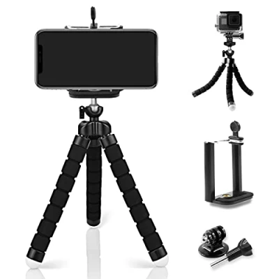Image de FAEFTY Mini Trépied Flexible, Portable avec Vis 1/4&quot; pour Smartphone Gopro, Noir