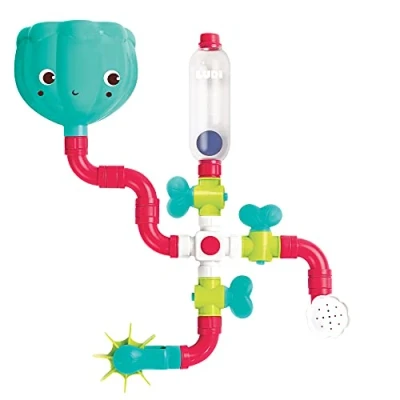 Image de LUDI Circuit d’Eau à Construire Jouet de Bain pour Bébé Ventouser 14 Pièces Assembler avec Moulin et Arroseur Modulable, Evolutif Éducatif Jeu Construction Partir 18 Mois