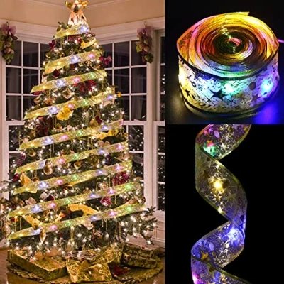 Image de VEYLIN guirlande lumineuse LED à piles, 4 m, ruban de Noël, pour décoration sapin Noël