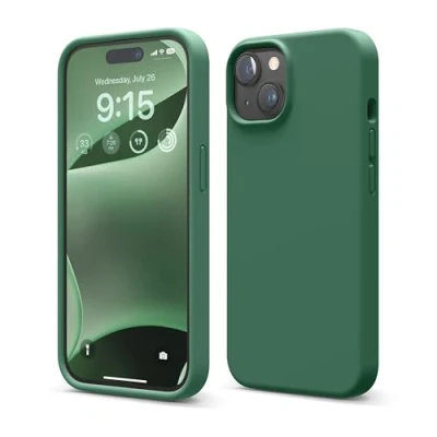 Image de elago Coque Silicone Liquide Compatible avec iPhone 15, Qualité Supérieure, Protection Intégrale [Structure Antichoc 4 Couches], Doublure Microfibre Douce Anti Rayures (Vert Alpin)