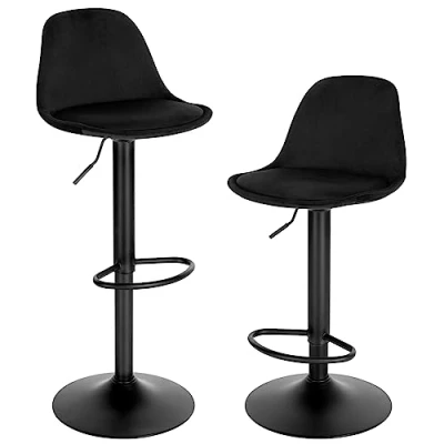 Image de EUGAD Tabouret de Bar (Lot 2), Chaise Pivotant, Bistrot, Comptoir,Tabouret, avec Dossier, Socle Rond, Repose Pieds, en Métal, Noir, 1050BY 2