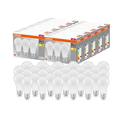 Image de OSRAM LED Base Classic A Lampe, culot : E27, non dimmable, remplacement 100 watts, mat, blanc chaud 2700 Kelvin, 10 x 3 Pack