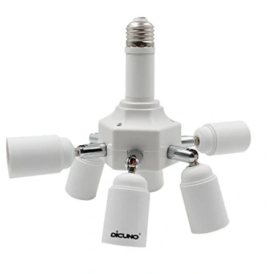Image de DiCUNO 7 en 1 E27 Adaptateur Séparateur de prise lumière LED Ampoule Base, E26 / Socket avec 360 Degrés Réglable, Support Extendeur 220 240V