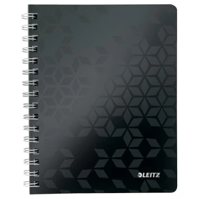 Image de Leitz, Cahier à spirales A5 PP quadrillé, 160 pages 80g/m², Leitz WOW, Noir, 46410095