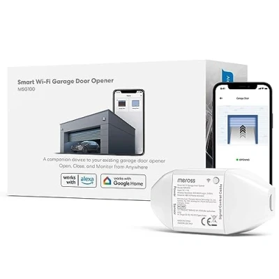 Image de Meross Ouvre Porte de Garage Connecté WiFi, Télécommande Intelligente Compatible avec Alexa, Google Home et SmartThings, Contrôle à Distance, Commande Vocale Fonction Temps