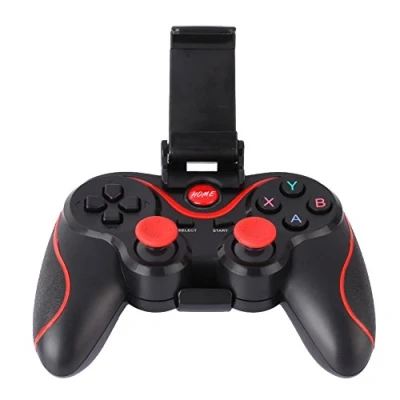 Image de Demiawaking T3 Manette de jeu Bluetooth sans fil pour smartphone Android Smart TV (noir avec support)