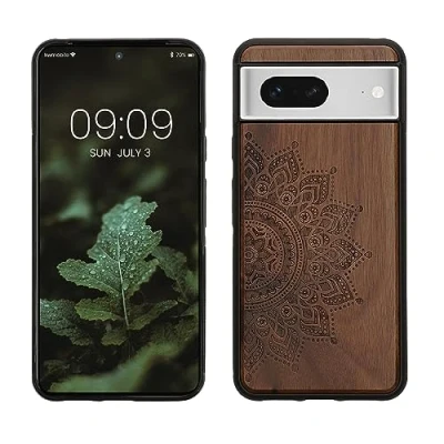 Image de kwmobile Housse Compatible avec Google Pixel 8 Coque Étui de Protection Rigide Antichoc Cadre en TPU Brun foncé