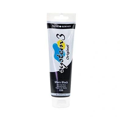 Image de Daler Rowney 150 ml Système 3 Tube de peinture acrylique Noir Mars