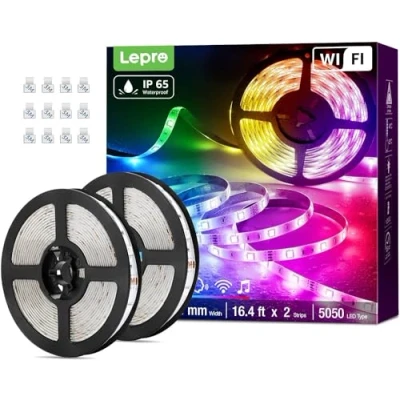 Image de Lepro Bande LED 10 m (2 x 5 m) Alexa Étanche IP65 lumineuse à intensité variable Compatible avec Alexa, Google Home, seulement 2,4 GHz