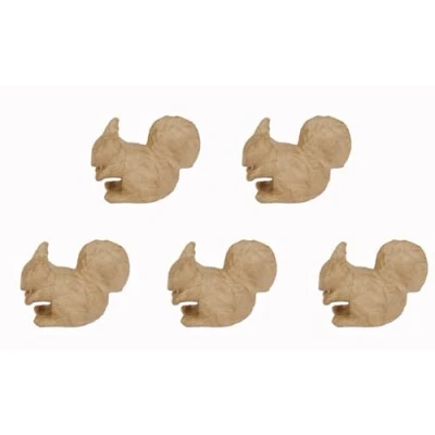 Image de Décopatch AP192Cpack Un lot de 5 supports en papier brun pulpé 10,5x5,5x7,5 cm, Ecureuil
