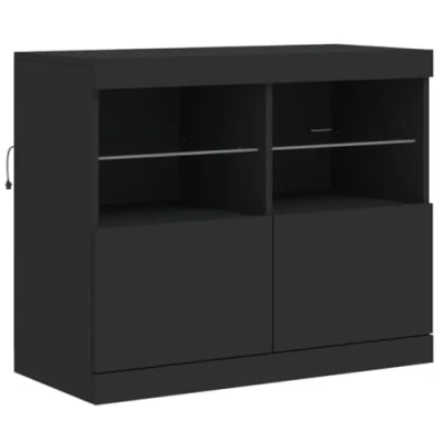 Image de vidaXL Buffet avec lumières LED Noir 81x37x67 cm
