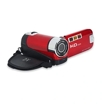 Image de wendeekun Caméscope Caméra Vidéo, Numérique Full HD Haute Définition Zoom 16X, Capteur COMS Rotation 270, Écran Couleur 2,4 Pouces Enregistrement Vidéo Vlogging Enregistreur de(Rouge)