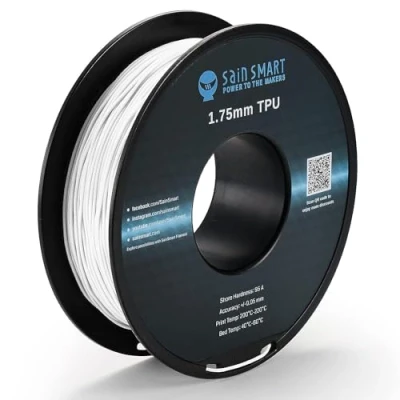 Image de SainSmart White Flexible TPU 3D Printing Filament, 1.75 mm, 0.8 kg, Dimensional Accuracy +/ 0.05 mm