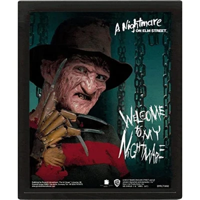 Image de Pyramid International Poster lenticulaire 3D « A Nightmare On Elm Street » (motif chaînes) 25 cm x 20 1,3 encadré et art mural dans un cadre photo Produit officiel