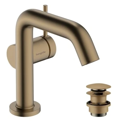 Image de hansgrohe Tecturis S Fine Mitigeur de lavabo avec vidage Push Open, économie d&#039;énergie (CoolStart), Robinet salle bain 110mm, d&#039;eau (EcoSmart+), Bronze brossé, 73320140