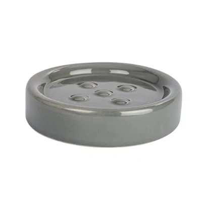 Image de WENKO Porte Savon céramique Polaris, Rond, Gris, ø11 x 2.5 cm