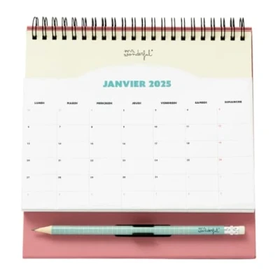 Image de Mr. Wonderful Calendrier de Bureau avec Pochette 2025 pour Profiter Tous les Instants Bonheur Inclut 1 Bloc Notes Adhésif